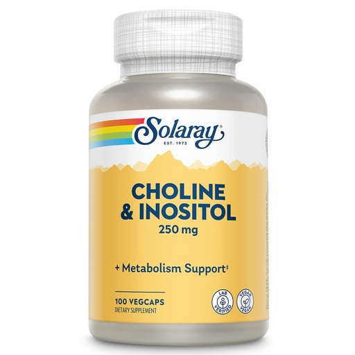 [BRSWIYT3OMAGI2I5] SOLARAY Choline & Inositol 250 mg | Two-Nutrient Combo for Healthy Fat Metabolism, Brain Function Support | 100 VegCaps