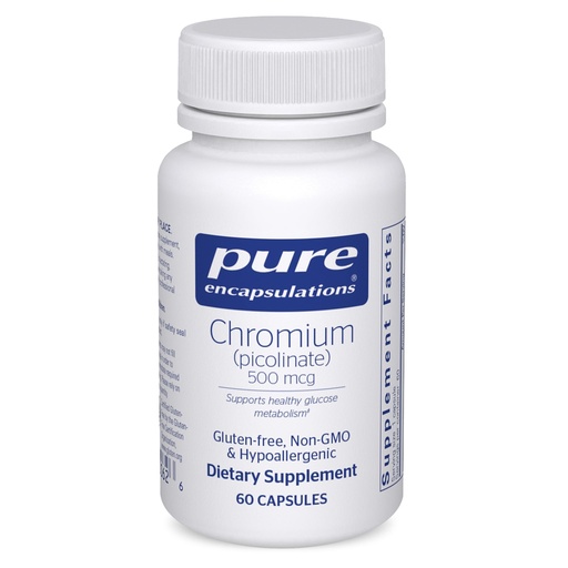[BRSWIY36OEIAKELE] Pure Encapsulations Chromium (Picolinate) 500 mcg - for Lipid & Carbohydrate Metabolism* - Mineral Supplement - Superior Absorption Chromium Supplement - Vegan & Gluten Free - 60 Capsules