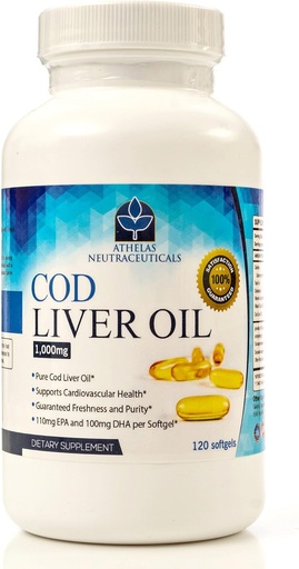 [BRSWIHQZCF5Q4GDY] Cod Liver Oil Capsules - Premium Certified Pure and Fresh - Triple Strength - Heart Healthy - 120 Softgels - Suplemento natural - 240 mg de Omega 3 Fatty Acids - No Fishy Taste!
