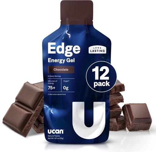[BRSRAFI3CQFGEYDH] UCAN Edge Energy Gel Shots, Chocolate (12, 2 Ounce Packets) for Running, Training, Workouts, Fitness, Cycling, Crossfit | Sugar-Free, Vegan, & Keto Friendly Energy