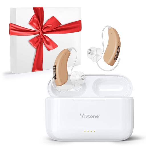 [BRSRAFL3CABWGHY2] Rechargeable Hearing Aids for Seniors Adults, Advanced Multi Channel Digital BTE Hearing Assist, with Recycle Charging Case for 125 Hrs Backup Power, Auto-On/Off, Pair, Lucid508-A