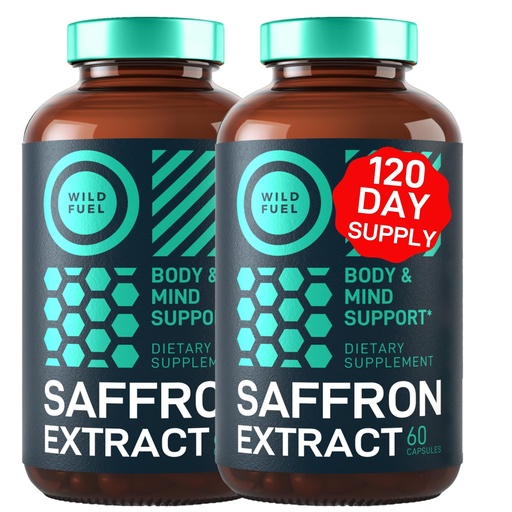 [BRSRMBQDAEIQMGQY] WILD FUEL Pure Saffron Extract Antioxidants Supplement - Eye Health, Energy and Mood Support Happy Saffron - 0.3% Safranal 88.5mg Supplements -120 Day Gluten-Free, Non-GMO Vegan Saffron Capsules
