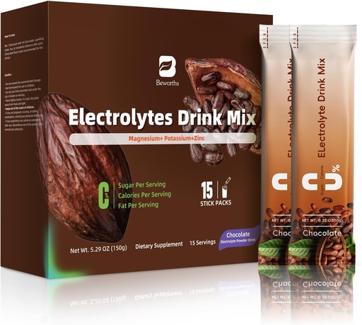 [BRSRAH34DEHAO2QU] Electrolytes Powder Packets for Electrolyte Drink Mix | Sugar-Free Electrolytes Packets with Vitamins & Magnesium Replenish Hydration - 15 Sticks