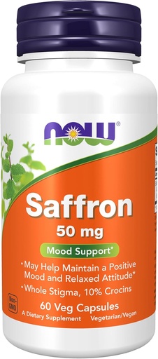 [BRSW2YARBZ7QYGT4] Now Foods Supplements, Saffron Whole Herb 50 mg con 10% de crócinas, 60 cápsulas de Veg con celulosa microcristalina, hipromelose (cápsula de celulosa), ácido esteárico (fonte vexetal) e dióxido de silicio