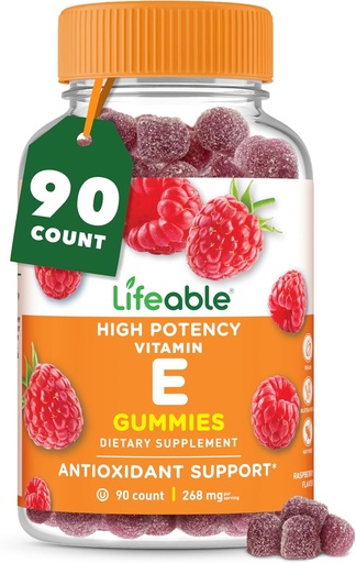 [BRSW2AYYC5YROCYZ] Lifeable Vitamin E Gummies | 268mg | Great Tasting Vitamin E Supplements | Skin, Eye Health and Immune Function Support | VIT E for Adults, Men, Women | 90 Gummies