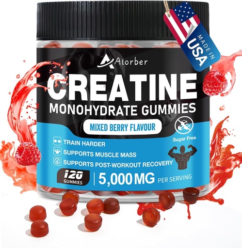 [BRSRA2YQAF7GYDIY] Creatina Monoidrato Gummies per uomini e donne, 120 Conte