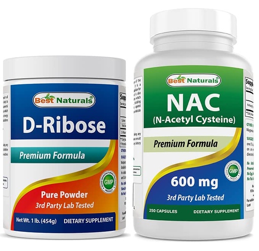 [BRSRMBQECMDQM2AZ] Best Naturals D-Ribose Powder 1 Pound & NAC 600 mg