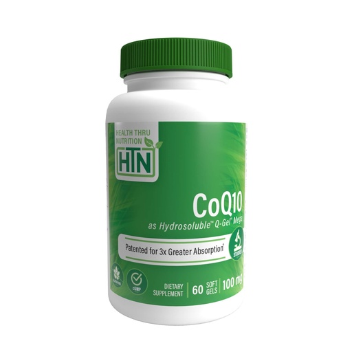 [BRSWG2YQPINQ4D3D] Health Thru Nutrition Q-Gel CoQ-10 100mg with Vitamin E: 3X Absorption, Clinically Studied for Cardiovascular & Mitochondrial Support (60 Softgels)