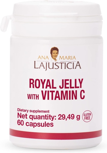 [BRSW2AQLDMMGMFDZ] ANA MARIA LAJUSTICIA - Royal Jelly with Vitamin C - 60 Capsules Dairy and Gluten Free. Vegetarian Friendly. Perfect to Promote Vascular Health.
