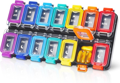 [BRSRAEIDBMNA4FAU] Bộ quản lý chứng minh toàn diện Moison Moisture 2 lần một ngày, Hộp 7 ngày lớn, hộp chứng minh, hộp chứa hành lý, nhân viên quản lý y tế với giấy phép bảo mật (Rainbow Black)