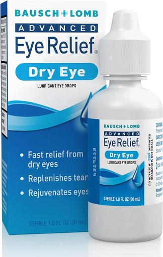 [BRSWIY3ZB5YRECAZ] Bausch & Lomb Advanced Eye Relief, Lubricant Eyedrops for Dry Eye, Moisturizing & Soothing, Replenishes Tears for Fast & Long-Lasting Relief, 1 Fl Oz (Pack of 3)