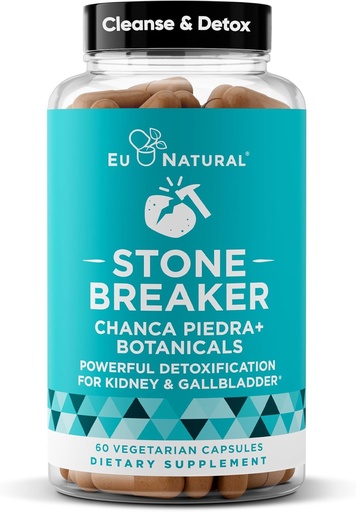 [BRSWKFAMCEABYADI] Chanca Piedra Stone Breaker - Natural Dissolver, Nyre Cleanse & Gallblære Supplement - Afgiftning Urinstof, Flush Urenheder, Clear System - 60 Veganske bløde kapsler