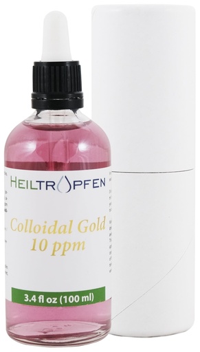 [BRSRMC35CIAQEYLL] Colloidal Gold | 10 ppm | 3.4 Fl Oz - 100 ml | Third-Party Tested | Heiltropfen®