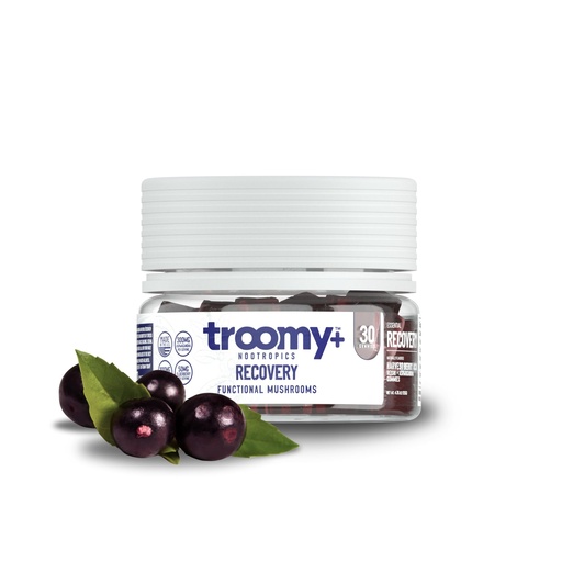[BRSRAZYDDF6WMCLL] Troomy Recovery Gummies - Ashwagandha and Reishi Mushrooms for Peak Performance - Gelatin-Free, Gluten-Free, Vegetarian - 30 Count