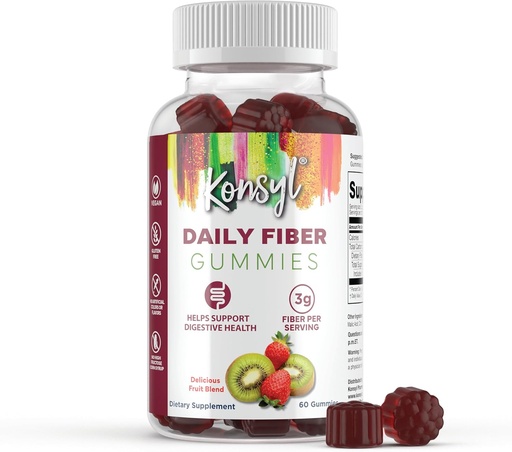 [BRSREZLQCMMRQH3F] Konsyl Daily Fiber Gummies (60 Count, Strawberry-Kiwi)