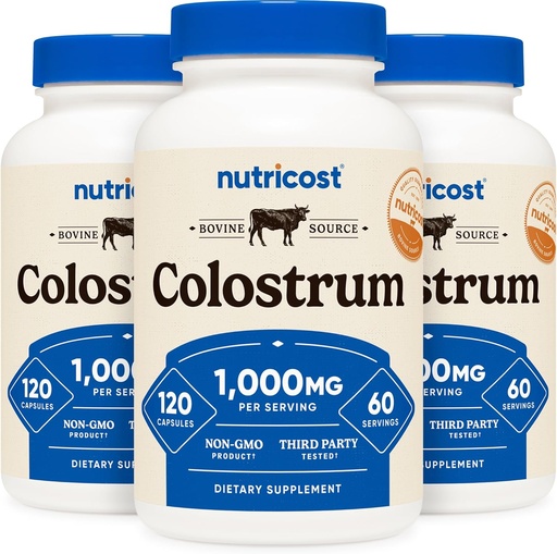 [BRSWKHY5CEPBUE3M] Nutricost Colossrum 1000mg, 120 Caps, 60 Serveringer (3 flasker)