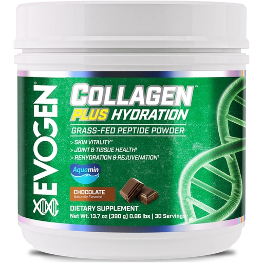 [BRSRAGQQBUMAOGTJ] Evogen Collagen Plus Hydration - Grass-Fed Collagen for Women & Men | Collagen Peptides Powder | Collagen Powder Supporting Skin Vitality, Hydration, Joint & Tissue Health | Chocolate | 30 Servings