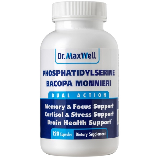 [BRSWYZT2OQPBMFYU] Dr. Maxwell Phosphatidylserine & Bacopa Monnieri, Better Than Each Alone. Phosphatidylserine Supplement 300mg, No Fillers, Soy Free, 2in1, 120 Capsules. Memory Support