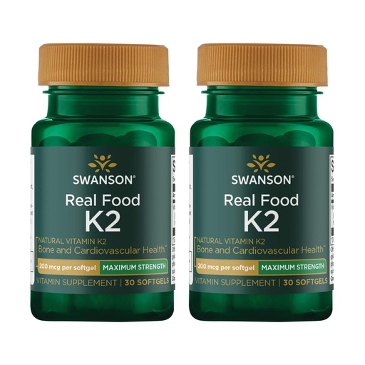 [BRSWGFD3BUAWKDTV] Swanson Maximum Strength Vitamin K2 (MK-7) Bone and Heart Health Supplement for Adults Over 50 Seeking Calcium Regulation - 200 mcg from Japanese Natto (30 Softgels, 2 Pack)