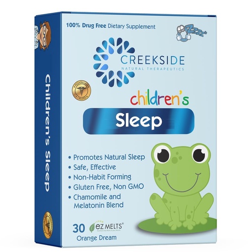 [BRSWIGYDAVYBMA3E] Creekside Naturals Children’s Sleep, with Melatonin and Chamomile, Zero Sugar, Vegan, Pediatrician Formulated, Orange Dream Flavor, 30 EZ Melt Tablets