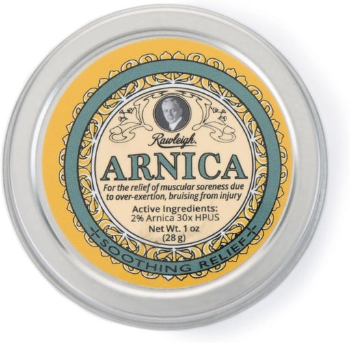 [BRSWGGA7AANBADIV] Rawleigh Arnica Soothing Balm: 1 oz, 2% Arnica 30X HPUS, Natural Formula for Muscle Soreness, Overexertion Bruising, Absorbs Quickly, Non Greasy, Travel-Friendly Tin - Pack of 1