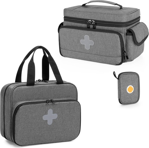 [BRSRMAQEPIBA2YLG] CURMIO Medicine Storage Bag Empty, Lockable Pill Bottle Organizer with Portable Zippered Pouches for First Aid Kits, Medicine Box for Home and Travel