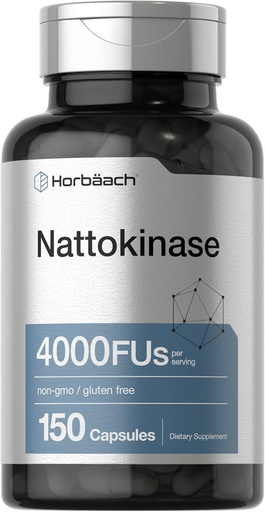 [BRSWGGQTO4DRUHQ4] Horbäach Nattokinase Suplemento 4000 FU TENIDO 150 cápsulas TENIDA Non-GMO, Gluten Free