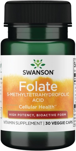[BRSWIZATDICBC2Q3] Swanson Folate (5-Methyltetrahydrofolic Acid) 800 mcg 30 Veg Capsules