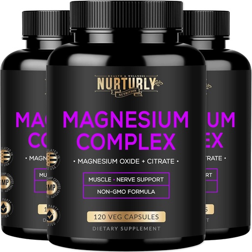 [BRSW2AILCAPQYCTG] Citrato de magnesio " Oxide 500mg Suplemento Complejo - Alta Absorción Máxima Fuerza - Ayuda a apoyar la densidad de bonificación y fuerza, músculos, energía y sueño - 360 cápsulas veganas