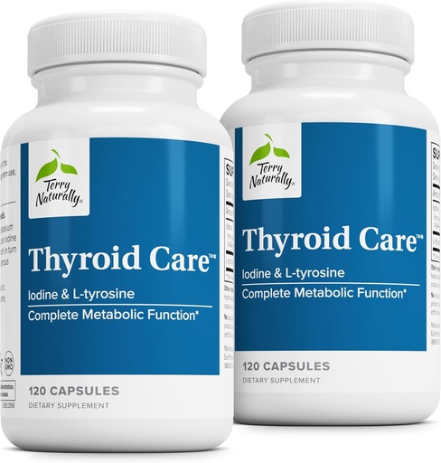 [BRSWKFA2CIFAMHDA] Terry Naturally Thyroid Care - Immune Health & Energy Support Formula - Nutritional Supplement with Iodine for Thyroid Health Support - Wellness Supplement with L-Tyrosine - 120 Capsules (Pack of 2)