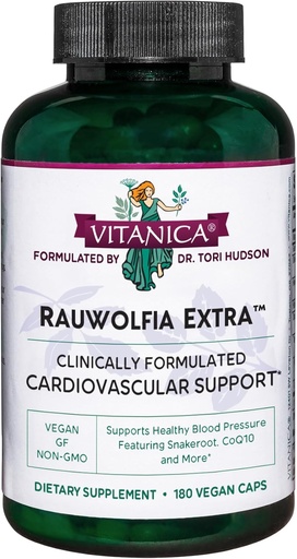 [BRSROGI6ARYRQHQ4] Vitanica Rauwolfia Extra - Heart Health Supplement - Supports Blood Pressure Already Within a Healthy Range - Supplement with Magnesium, CoQ10 & Snakeroot - 180 Vegan Caps