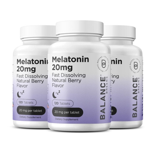[BRSW2BITBAFGA2DB] Balancebreens Melatonin 20mg Fast Dissolve Tablets - High Potency, Fast Acting, Natural Sleep Support - Sleep Aids for Adults - Non-Groggy, Drug-Free Formula (120 Count (Pack of 3))