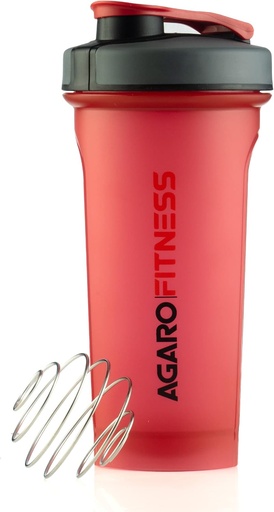 [BRSW2BT2AF6BQF3B] AGARO Magnum Shaker Bottle, 750 Ml, Steel Shaker Ball, Sipper Bottle Ideal for Protein, BPA Free, Leakproof, Red