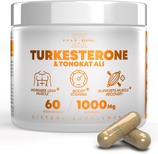 [BRSRMAA5BAIQEYAY] Turkestone & Tongkat Ali 1000mg Phụ - 500mg Ajuga Turkestica Per Phục vụ Tăng Stamina, Refuse & Recovery - Tạo ra ở Mỹ (60 Capsules)