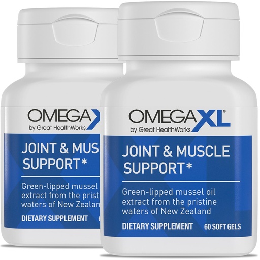 [BRSWKED2BABRAD3A] OmegaXL Joint Support Supplement - Natural Muscle Support, Green Lipped Mussel Oil, Soft Gel Pills, Drug-Free, 60 Count (2 Pack)