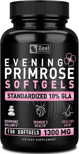 [BRSWGAILOV6BE3Q3] Evening Primrose Oil Capsules (150 Liquid Softgels | 1300mg) Premium Evening Primrose Oil – Natural-Sourced Hormone Support Supplement for Women - Cold Pressed w. 10% GLA