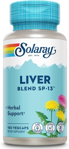 [BRSWIYTYO4GW2D3O] SOLARAY Liver Sphe-13 - Implementació tradicional de l'Hebal amb llet Thistle Extra, Dandelion Root, Burdock, Peppermint i Trace Mines - 60-Day Garthings, 100 Servings, 100 VegCaps
