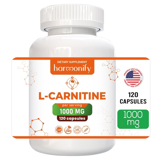 [BRSRAHAEB4BQE33P] L Carnitine Supplement 1000 mg per Serving, 120 Vegetarian Capsules & Pure Form, 60 Servings