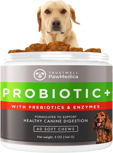 [BRSWYAY5CB7BE3A4] PawMedica Dog Probiotics and Digestive Enzymes, Probiotics for Dogs Made in USA, Pet Probiotic Chews for Dogs, Prebiotics & Probiotic Dog Digestive Support, Probiotic Treats - 60 Dog Probiotic Chews