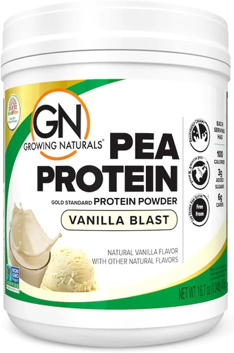 [BRSWIZI5CQDRY3IV] În creștere Naturals Pea Raw Proteine Powder, Vegan Plant based Proteine, BCAA, Low-Carb, Low-Sugar, Vanilla Blast, 1 Pound (Pachet de 1)