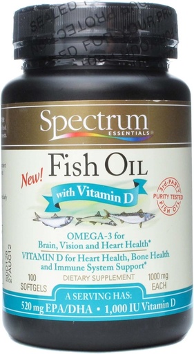 [BRSWIZTRBIEBSYI5] Spectrum Essentials Fish Oil, 1000 mg, 100 Softgels