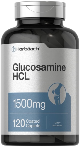 [BRSRMFQDBEIR4GT5] Horbäach Glucosamine HCL | 1500mg | 120 Caplets | Non-GMO and Gluten Free Supplement