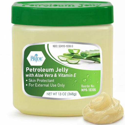 [BRSROZA7OYFBOETK] MED PRIDE Petroleum Jelly with Aloe Vera & Vitamin E, Protectant, 13 oz
