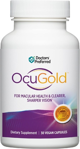 [BRSROAYECIIBYGYV] DOCTORS' PREFERRED Clinical-Grade OcuGold Eye Vitamins with Lutein and Zeaxanthin for Macula & Retina Health, Digital Eye Strain, Eye Fatigue and Visual Performance - 30 Vegan Capsules