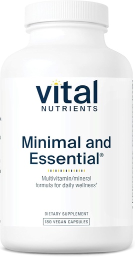 [BRSWIYYFPIMGYDQV] Vital Nutrients Minimal and Essential Multivitamin | Vegetarian One per Day Multi Vitamin, Mineral, & Antioxidant Supplement* | Iron-Free | Gluten, Dairy, Soy Free | Non-GMO | 180 Capsules