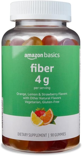 [BRSWGFIZAQMB4CYZ]   Basics Fiber Gummies for Digestive Health and Regularity, Orange, Lemon & Strawberry Flavors, 90 Count, Pack of 1 (Previously Solimo)