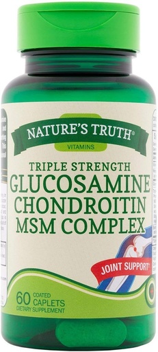 [BRSWGZDYDEPWG3L5] Nature's Truth Triple Strength Glucosamine Chondroitin MSM Complex Dietary Supplement - 60 Coated Caplets, Pack of 2