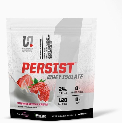 [BRSRA2QDBYFBOEIV] Undefined Nutrition Persist Whey Isolate by Brian Shaw - 24g Protein, 30 Servings – Supports Recovery, Strength & Performance - Gluten Free, Fast Absorbing (2.18lbs, Strawberries N' Cream)