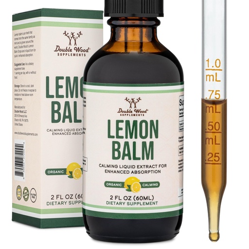 [BRSROHYQOICA2A37] Double Wood Supplements Organic Lemon Balm Tincture - for Digestion & Relaxation 590mg - 2FL OZ, 120 Servings (Better Absorbed Than Capsules, Great for Lemon Balm Tea)