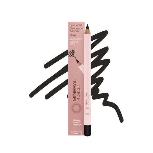 [BRSWIYAFAJ5WMDAV] Mineral Fusion Eye Pencil, Black Eyeliner com Camomila calmante, Meadowfoam & Vitamina E, Velvety Suave, maquiagem hipoalergênica do olho para linha e definir, Long-Lasting Eyeliner lápis, carvão, 0,04 Oz